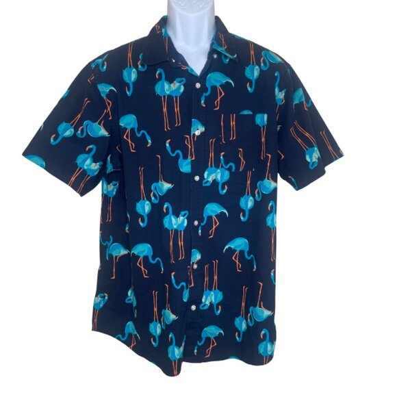 Old Navy Other - Old Navy Men's Blue Flamingos Built-In Flex Printed Everyday Shirt Top XL